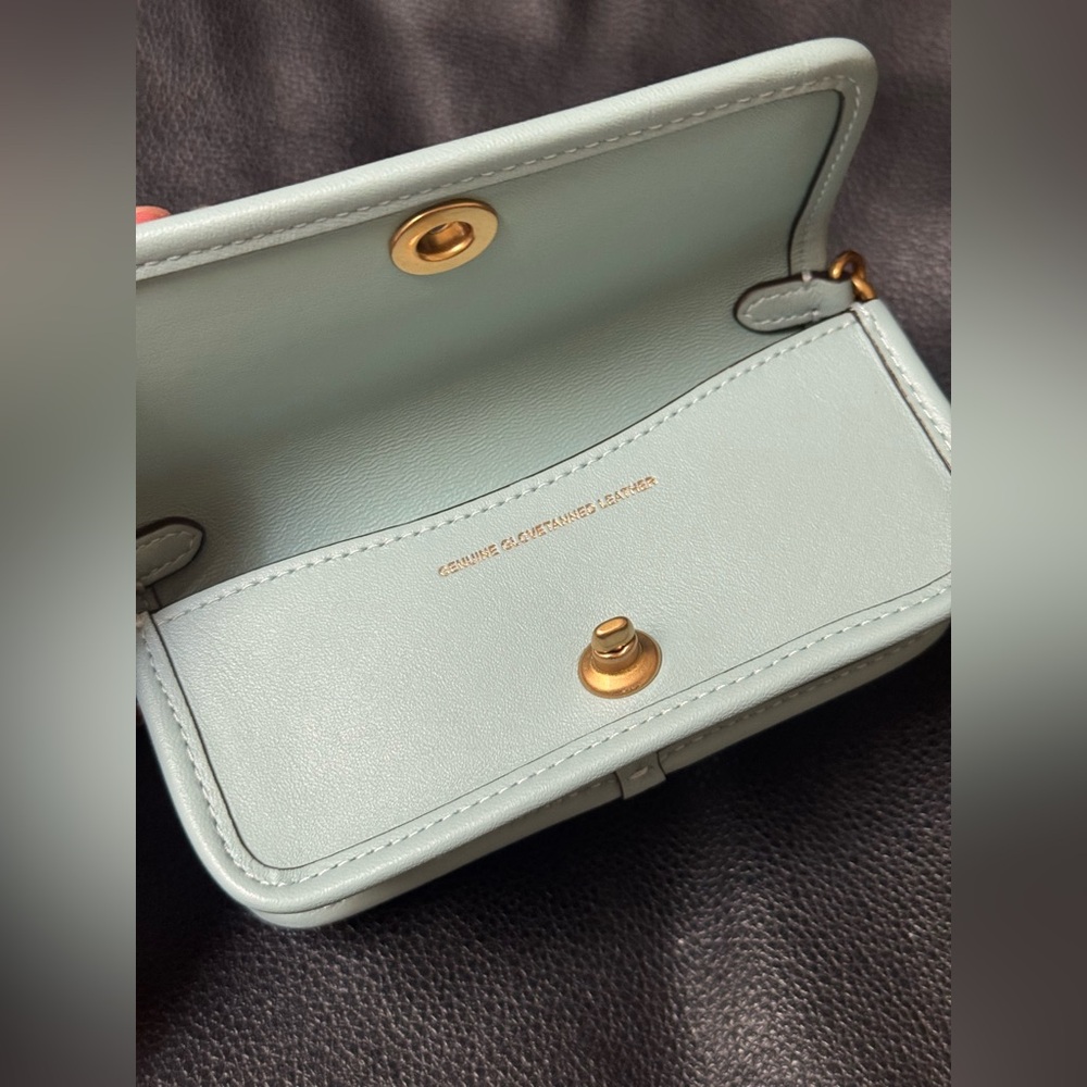 Coach Mini Dinky 14 - Light Blue Leather Crossbody with Gold Hardware - Picture 10 of 15